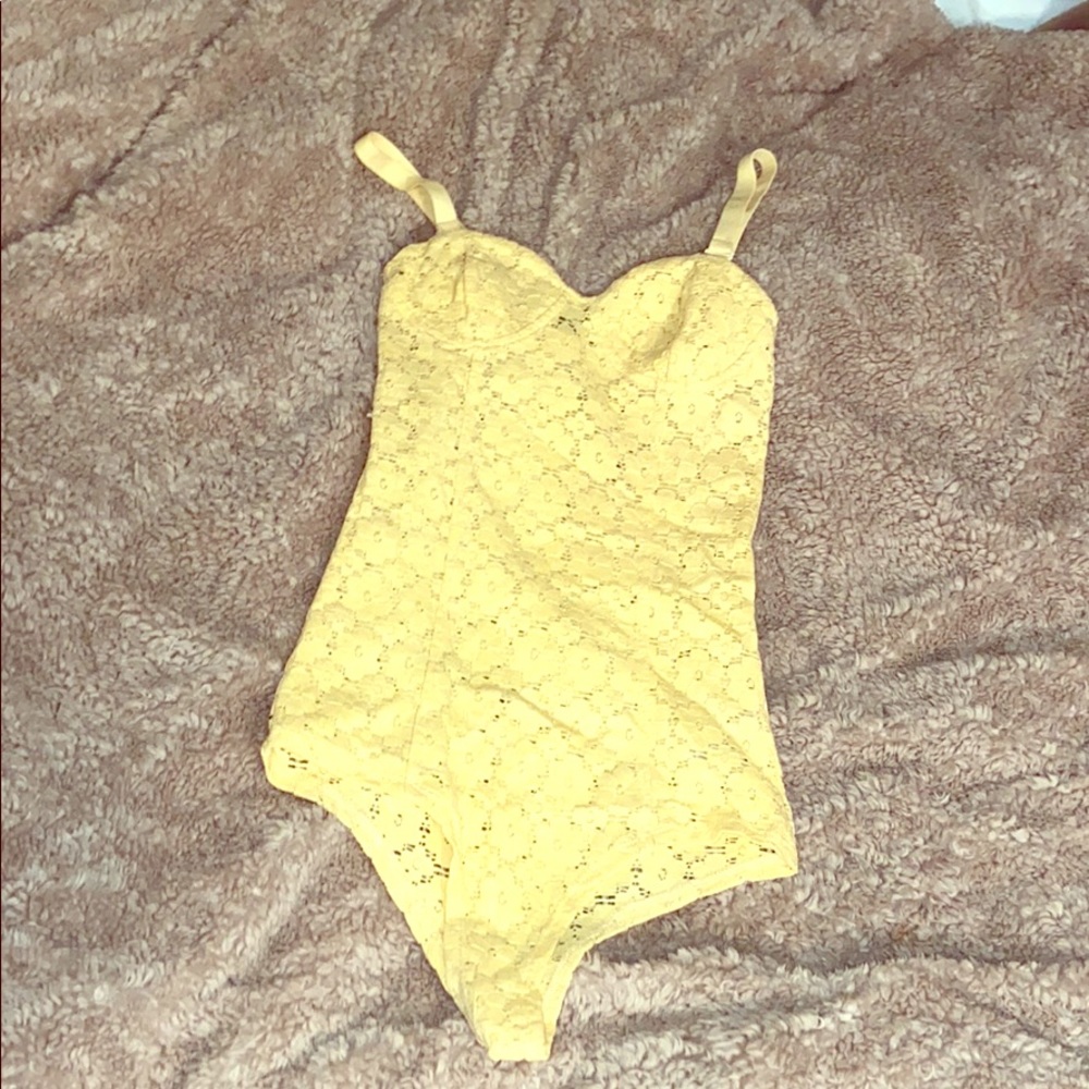 Cute Yellow Lace Bodysuit
